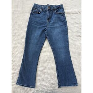 Boden Jeans Womens Size 8‎ Blue Denim Flare Cotton Stretch Pockets Zip Button